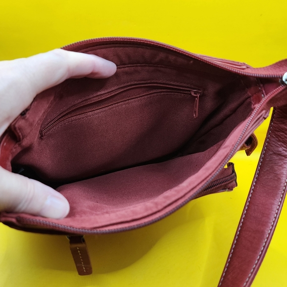 Fossil Red Leather Purse Crossbody Bag 9x7" - Picture 8 of 13
